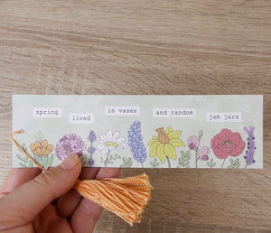 flower garden bookmark held in hand