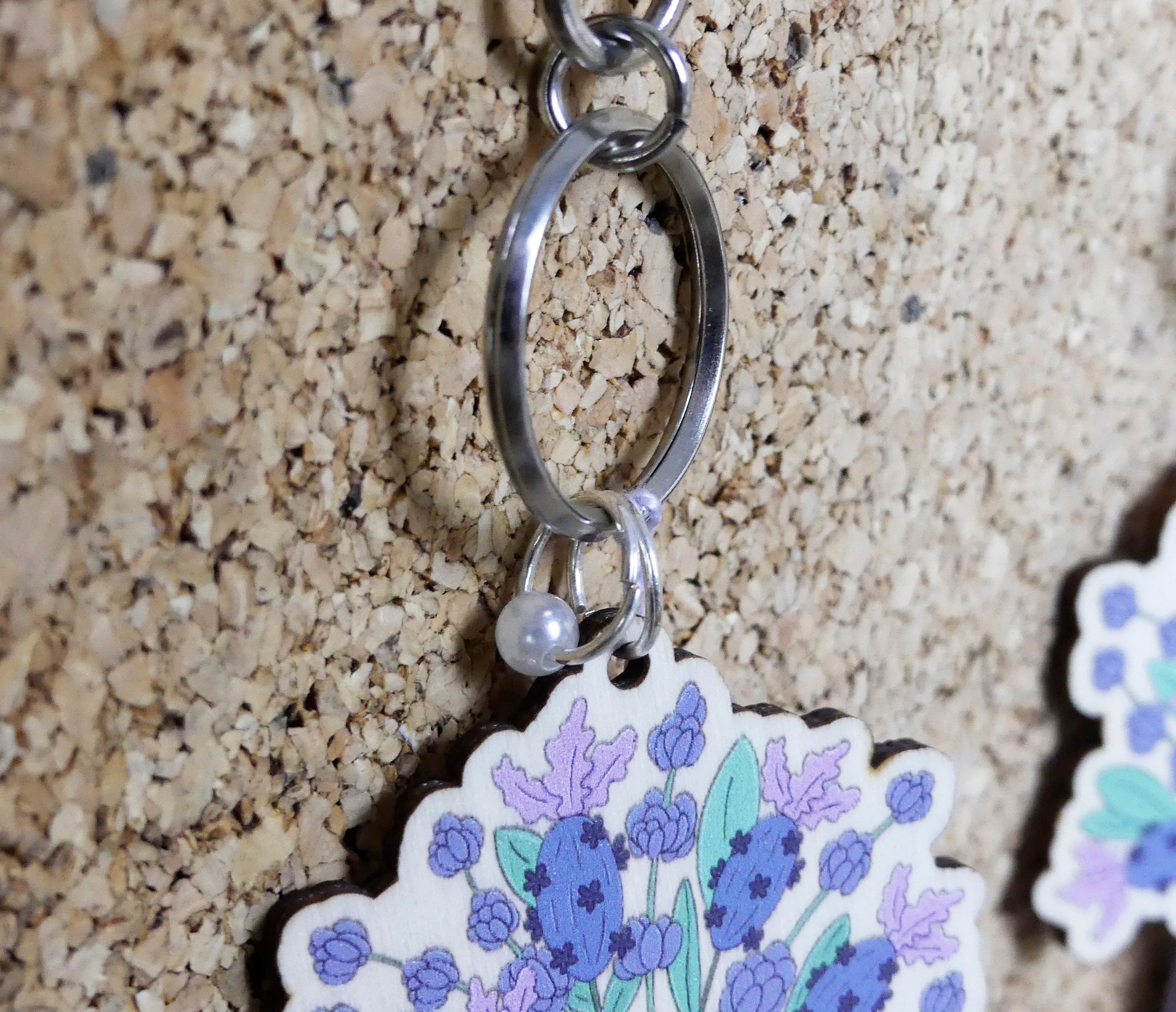 close up of lavender key chain