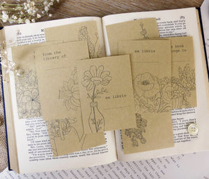 Bookplate Stickers - Kraft Floral Pack