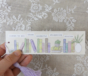 library bookmark held in hand
