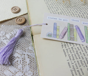 close up of library bookmark with tassel