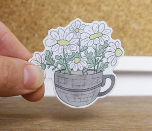cup of daisies vinyl sticker
