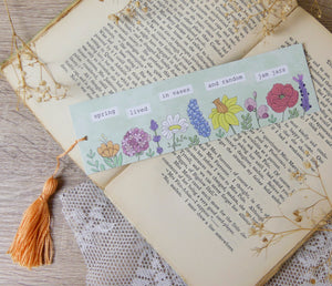 flower garden bookmark with orange tassel