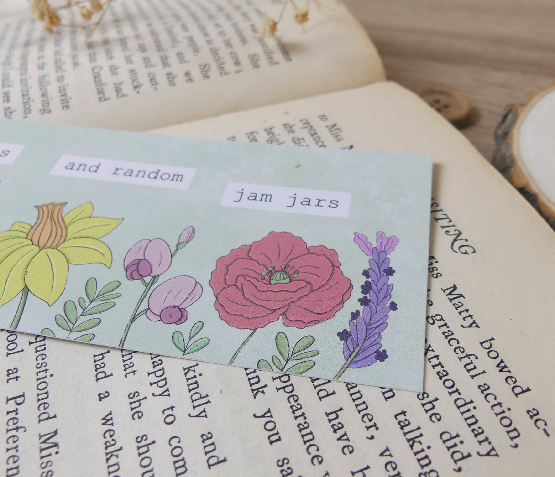 flower garden bookmark close up