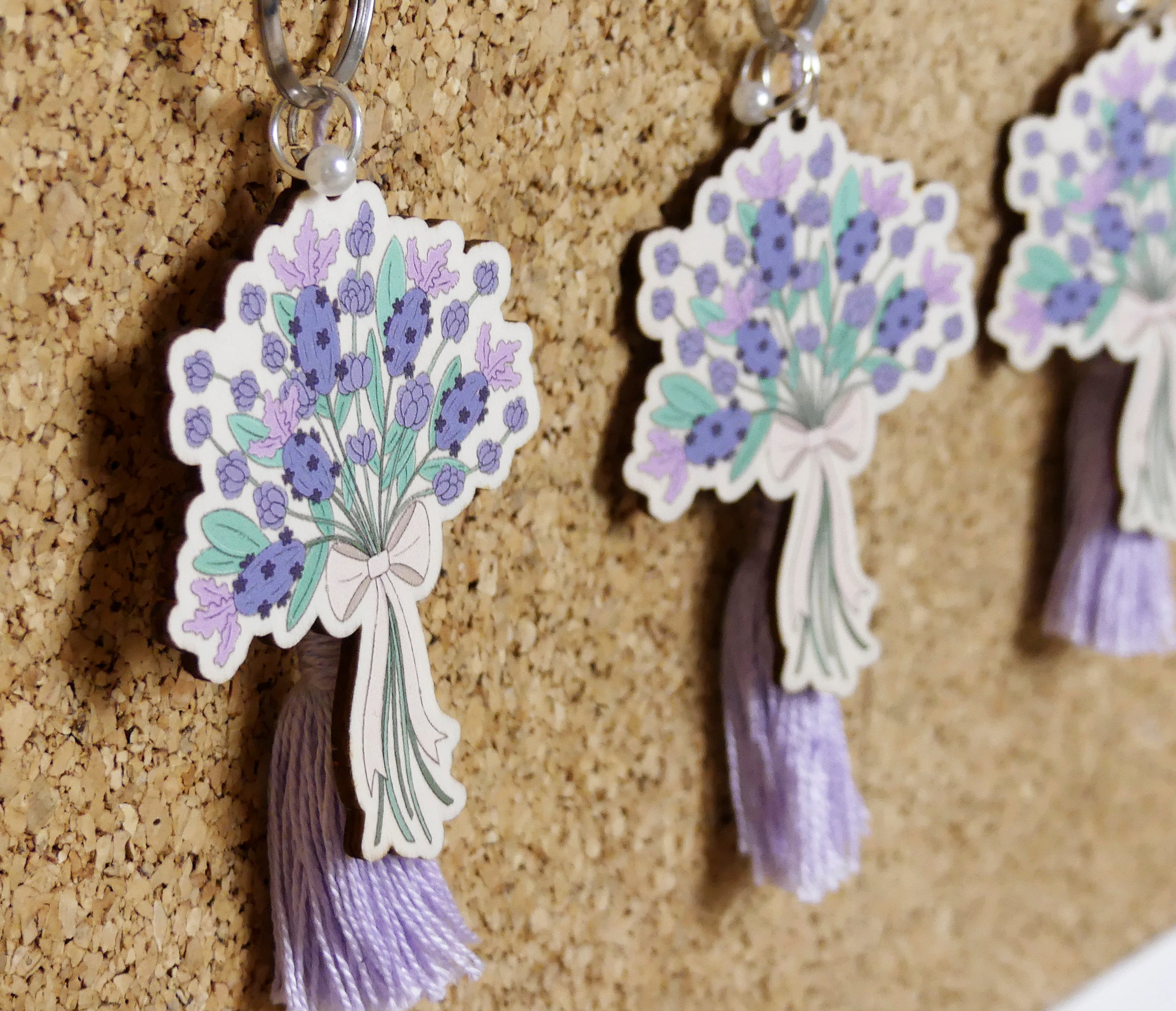 group of lavender key chains