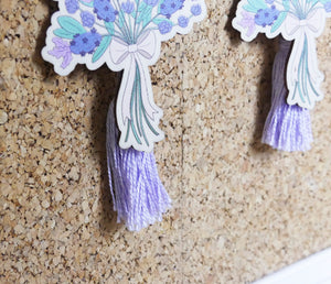 close up of lavender key chains