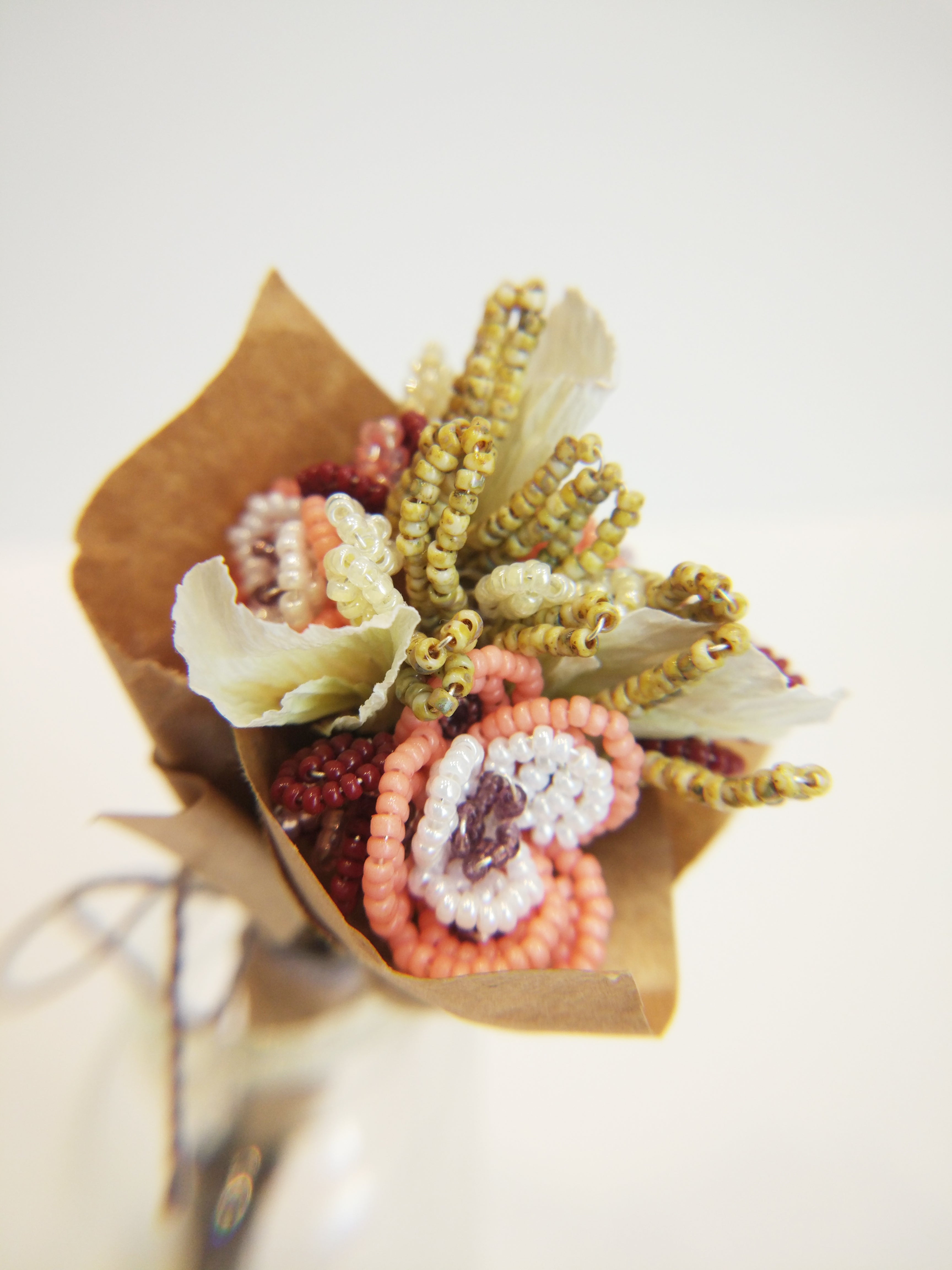 seed bead flower bouquet Miniature beaded flower bouquet