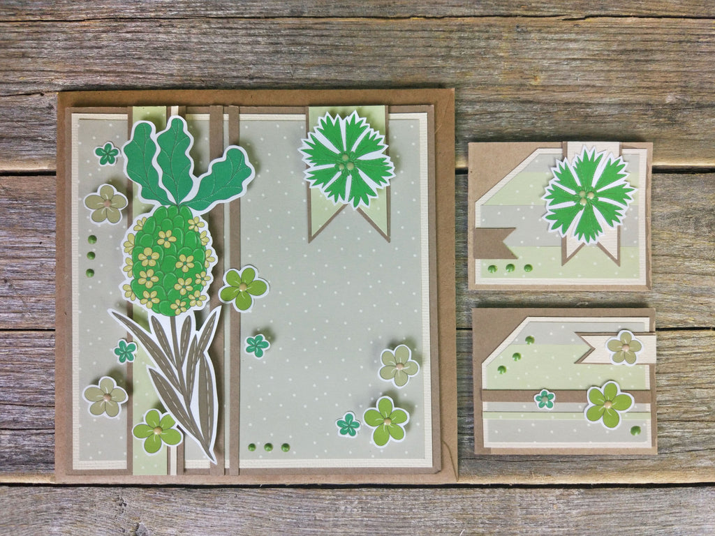Handmade Collage Card - Lavender Green