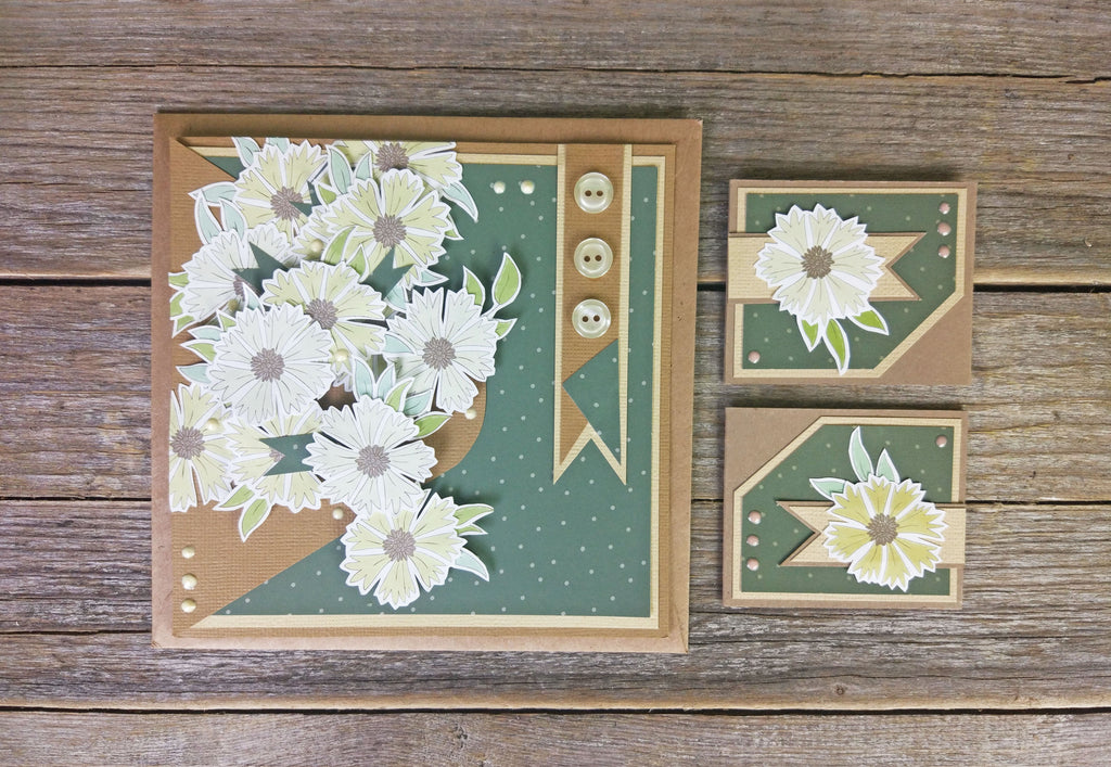 Handmade Collage Card - Posie Green